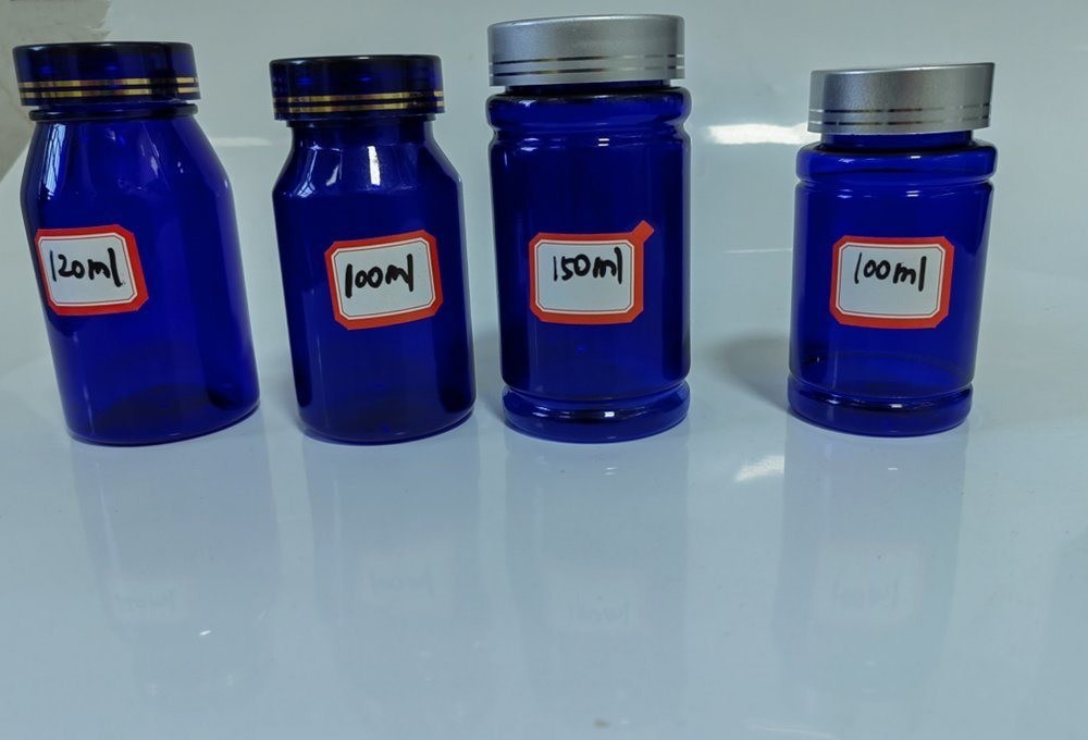 100cc 120cc 150cc Plastikowa butelka do tabletek Kapsułki Przejrzyste niebieskie butelki do leków dla zwierząt domowych Plastikowe butelki do leków stałych