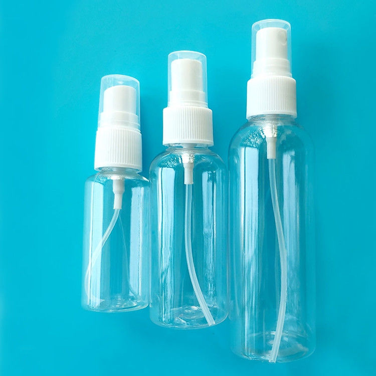 Rozmiar podróżny przenośny pusty plastikowy alkohol PET Spray butelka dezynfektor do rąk Biały spray pompa ciało plastikowa butelka spray