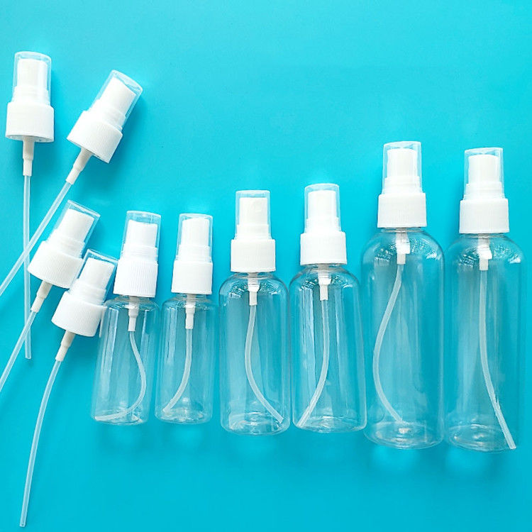 Rozmiar podróżny przenośny pusty plastikowy alkohol PET Spray butelka dezynfektor do rąk Biały spray pompa ciało plastikowa butelka spray