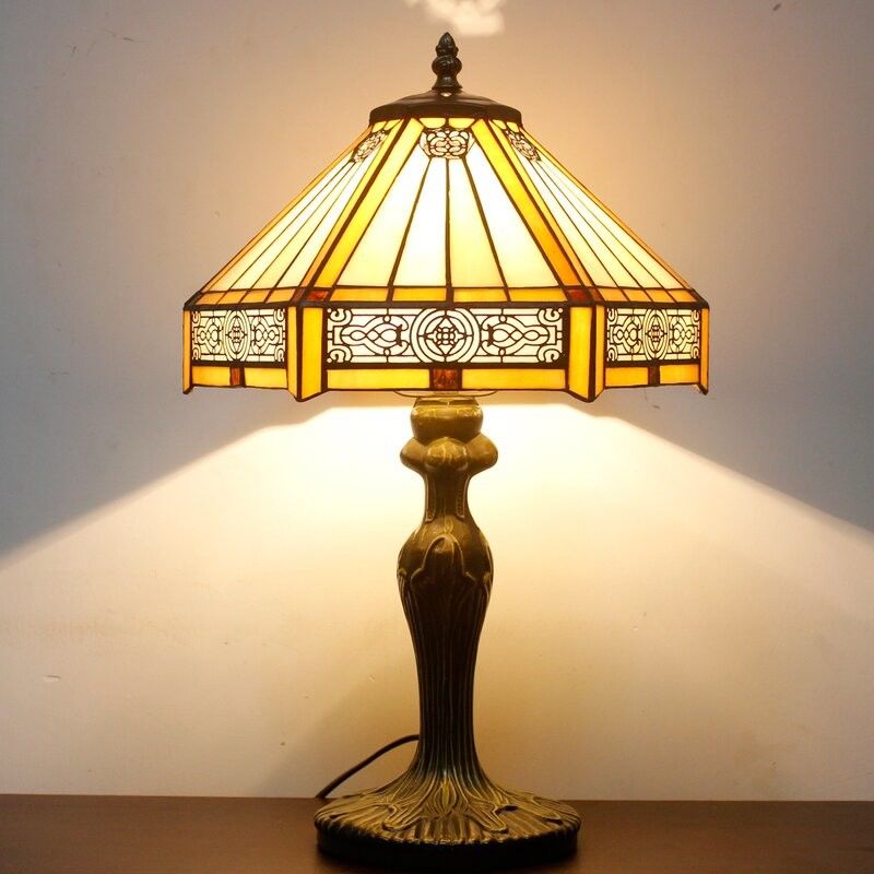 30cm Heksagon Studio Retro Ciepła sypialnia Dom Ręcznie wykonana Lampa Dekoracyjna Sztukę barwną Szkło tureckie Luksowa lampa stołowa