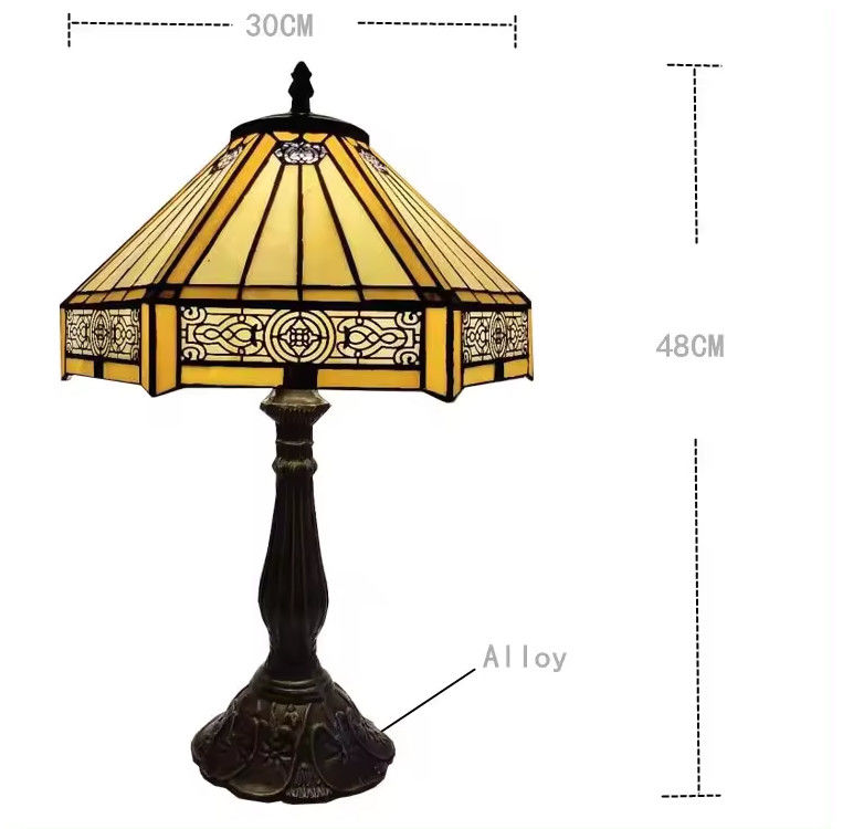 30cm Heksagon Studio Retro Ciepła sypialnia Dom Ręcznie wykonana Lampa Dekoracyjna Sztukę barwną Szkło tureckie Luksowa lampa stołowa